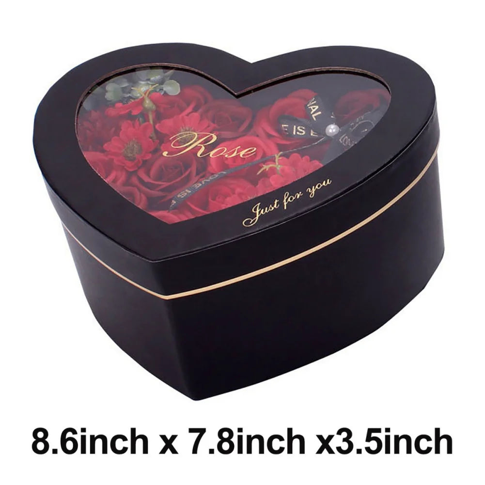 13Pcs Heart Shape Rose Gift Box Artificial Eternal Rose Bouquet