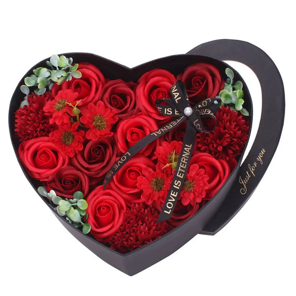 13Pcs Heart Shape Rose Gift Box Artificial Eternal Rose Bouquet