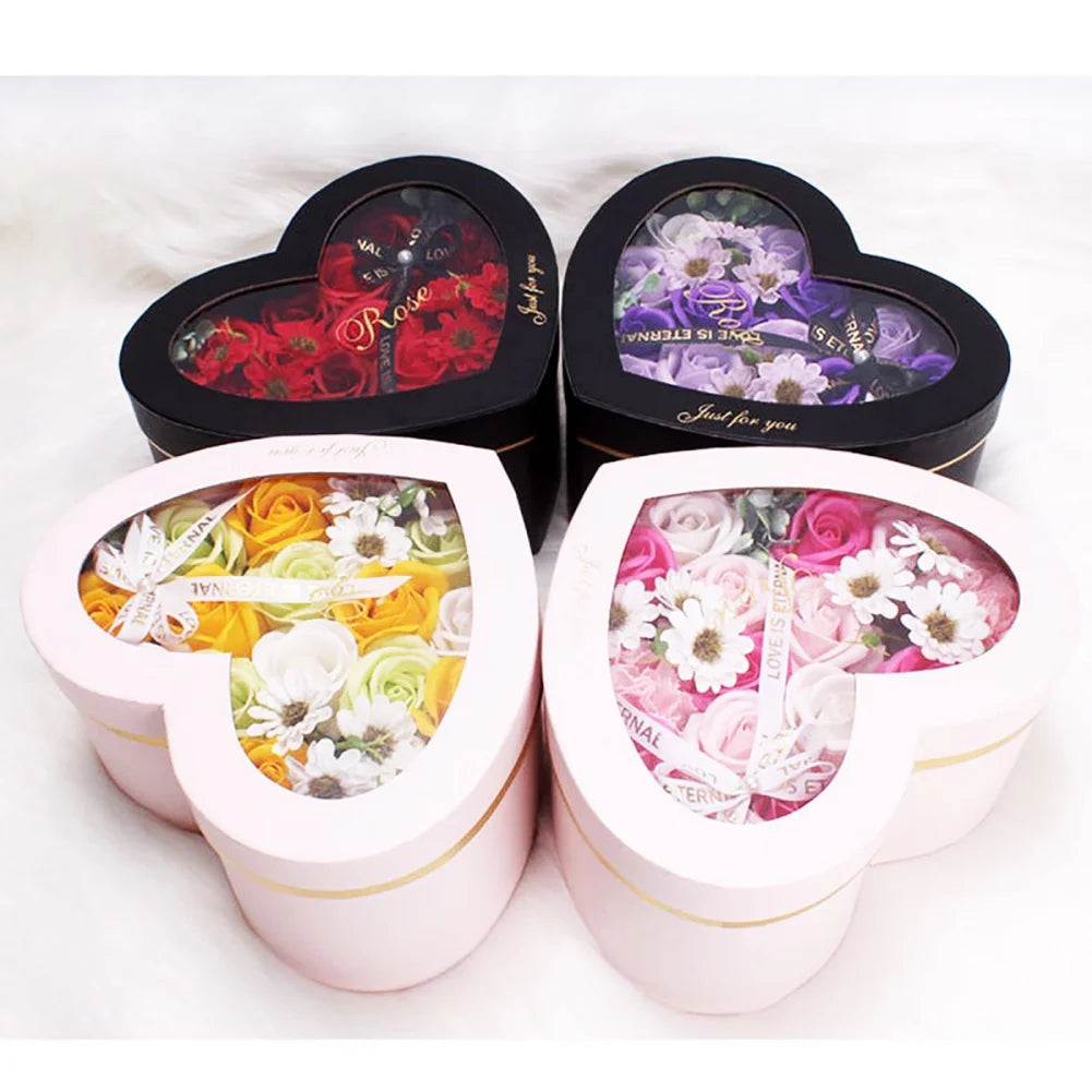 13Pcs Heart Shape Rose Gift Box Artificial Eternal Rose Bouquet